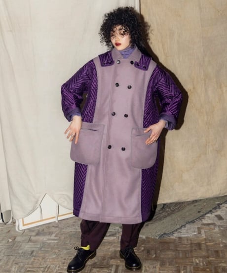 QUWAGI  / Wool trench coat ( Purple 、Black  )