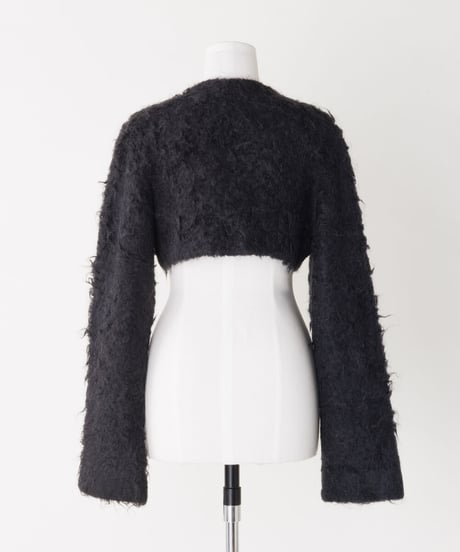 FETICO / MOHAIR KNIT CROPPED CARDIGAN ( BLACK )