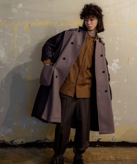 QUWAGI  / Wool trench coat ( Purple 、Black  )