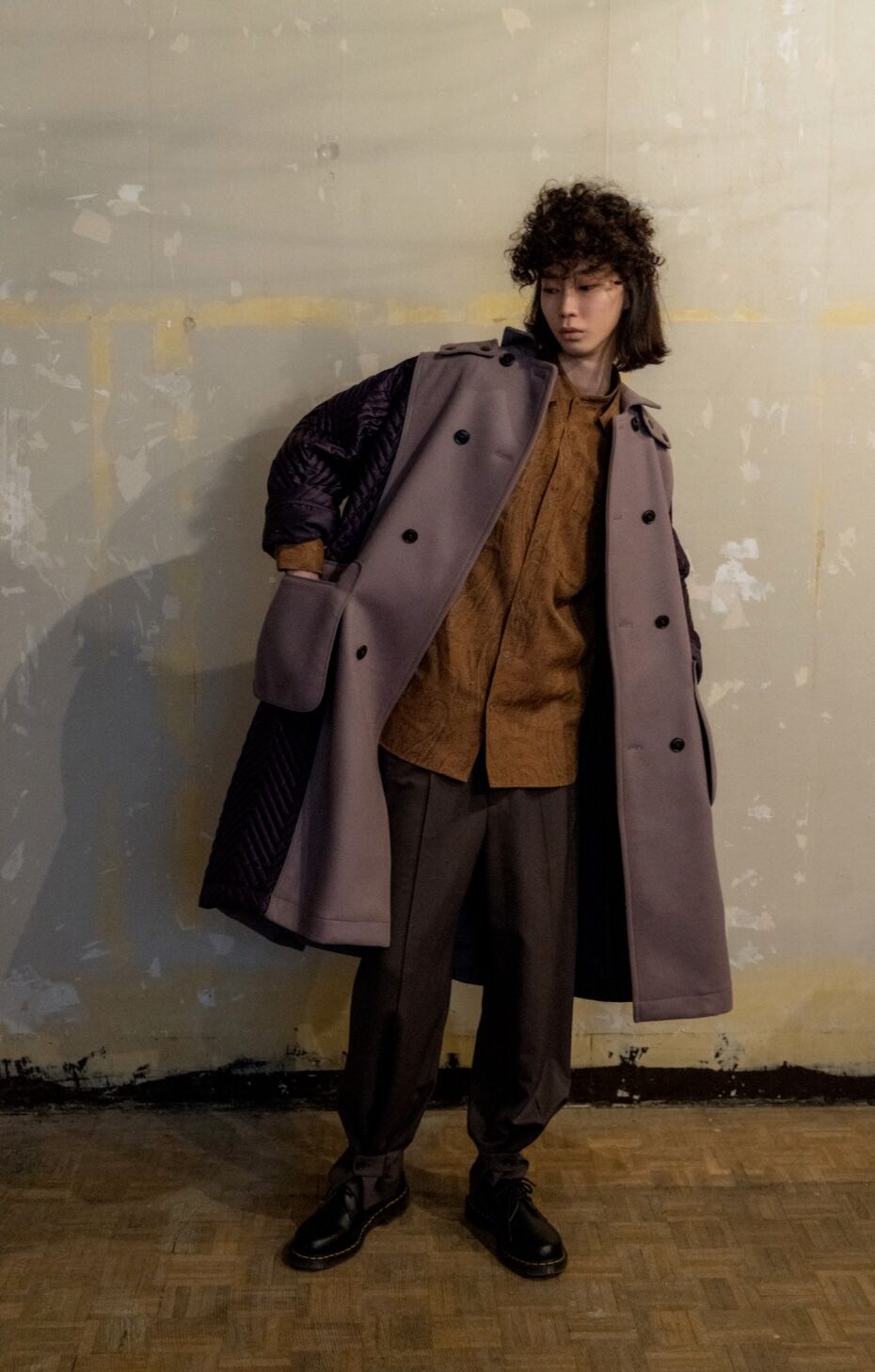 QUWAGI / Wool trench coat ( Purple 、Black ) |