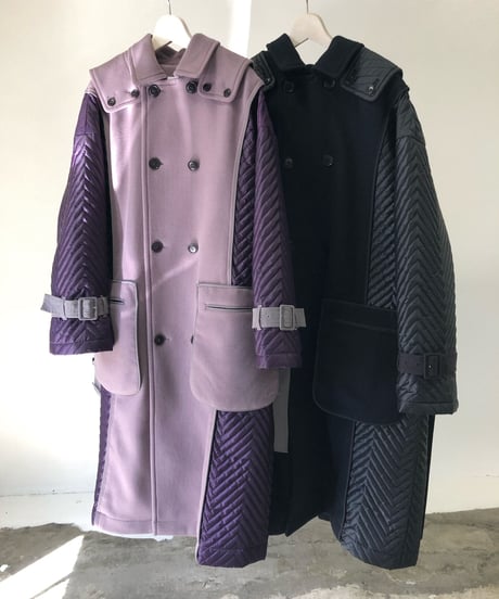 QUWAGI  / Wool trench coat ( Purple 、Black  )
