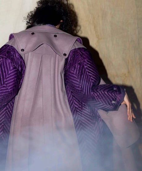 QUWAGI  / Wool trench coat ( Purple 、Black  )