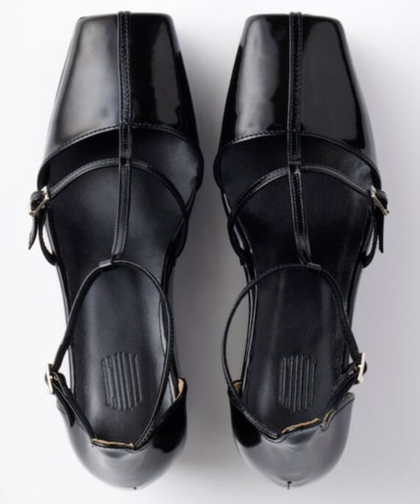 FETICO / DOUBLE STRAP SQUARE PLATFORM PUMPS ( PATENT BLACK )