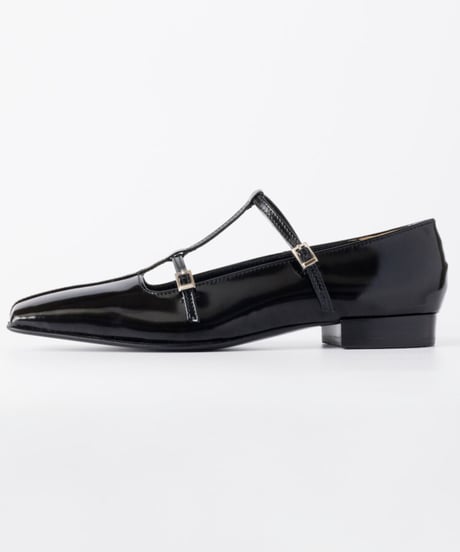 FETICO / DOUBLE STRAP SQUARE PUMPS ( PATENT BLACK )
