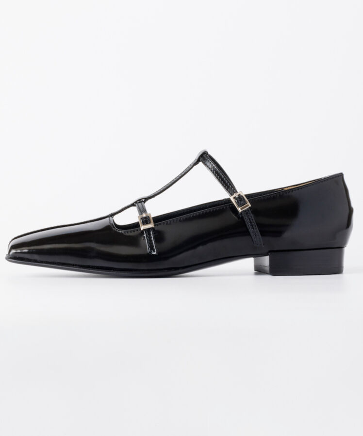 FETICO / DOUBLE STRAP SQUARE PUMPS ( PATENT BLACK )