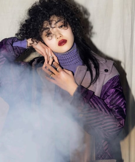 QUWAGI  / Wool trench coat ( Purple 、Black  )