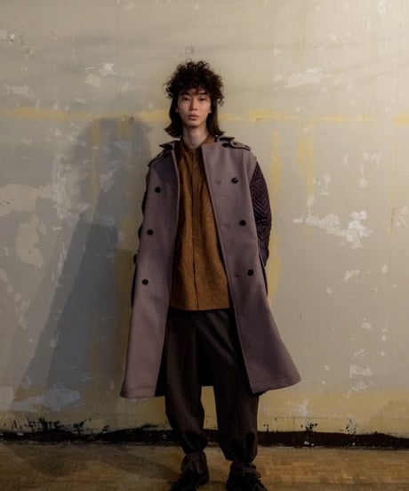 QUWAGI  / Wool trench coat ( Purple 、Black  )