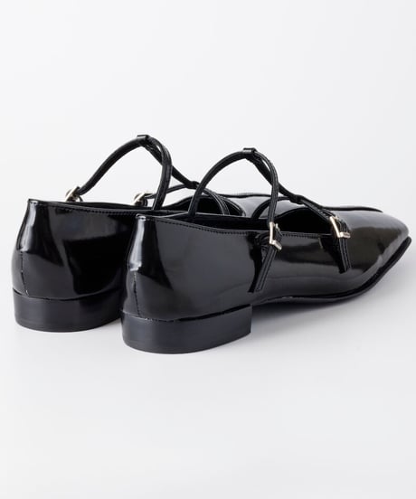 FETICO / DOUBLE STRAP SQUARE PUMPS ( PATENT BLACK )