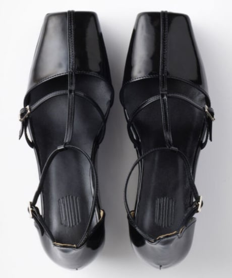 FETICO / DOUBLE STRAP SQUARE PLATFORM PUMPS ( PATENT BLACK )