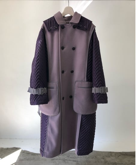 QUWAGI  / Wool trench coat ( Purple 、Black  )