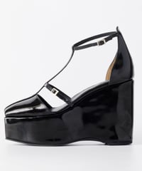 FETICO / DOUBLE STRAP SQUARE PLATFORM PUMPS ( PATENT BLACK )