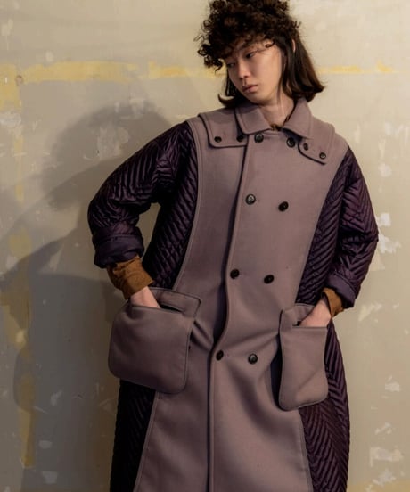 QUWAGI  / Wool trench coat ( Purple 、Black  )