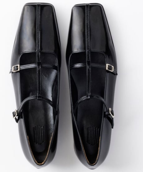 FETICO / DOUBLE STRAP SQUARE PUMPS ( PATENT BLACK )