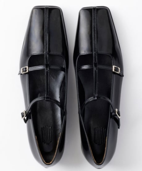 FETICO / DOUBLE STRAP SQUARE PUMPS ( PATENT BLACK )