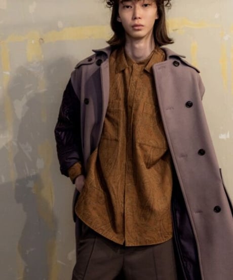 QUWAGI  / Wool trench coat ( Purple 、Black  )