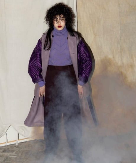 QUWAGI  / Wool trench coat ( Purple 、Black  )