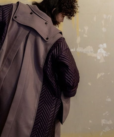 QUWAGI  / Wool trench coat ( Purple 、Black  )