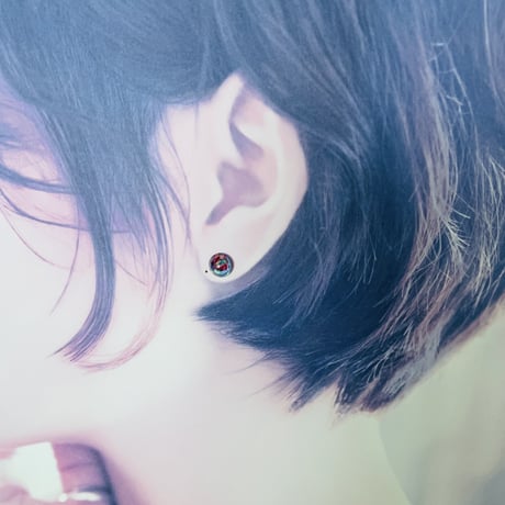 【1点のみ】Flower Mosaic-水の青、月の淡黄蘗(ｳｽｷﾊﾀﾞ)-　ピアスかイヤリングご指定ください。