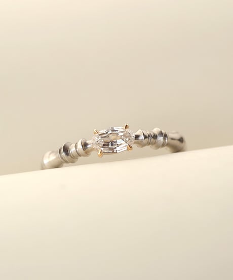 【 D / VS2 】One of kind / Natural Diamond Ring ＜Pt/K18YG＞ - R308PTYG