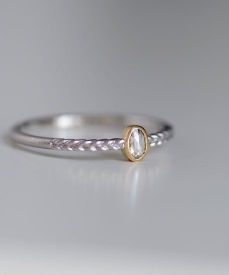 One of kind / Rosecut Diamond Ring ＜PT950/K18YG＞ -RR085C