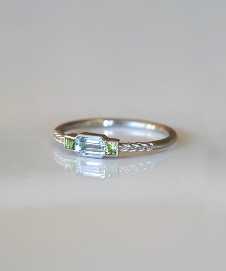 One of kind / Aquamarine・Peridot Ring ＜Pt＞ - RA/TPT