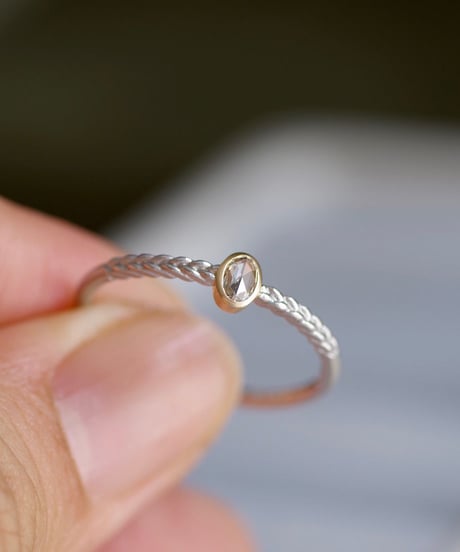 One of kind / Rosecut Diamond Ring ＜PT950/K18YG＞ -RR085C