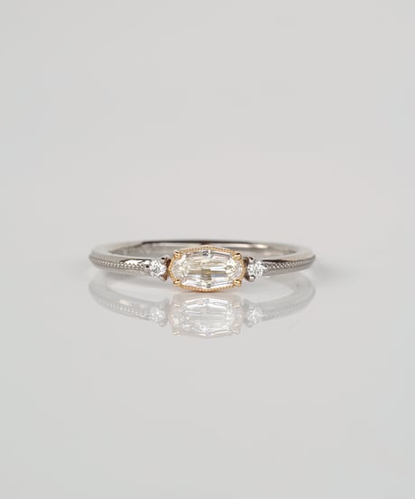 【 D / VS2 】One of kind / Natural Diamond Ring ＜Pt/K18YG＞ - R303PTYG