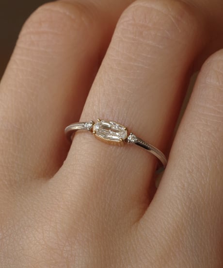 【 D / VS2 】One of kind / Natural Diamond Ring ＜Pt/K18YG＞ - R303PTYG