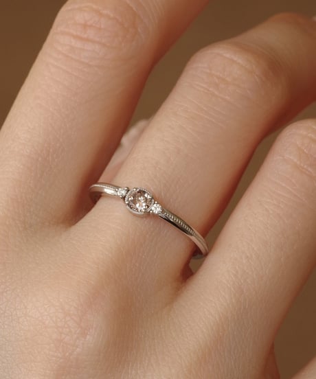 【FANCY DEEP BROWNISH PURPLE PINK】One of kind / Natural Diamond Ring ＜Pt＞ - R166PT