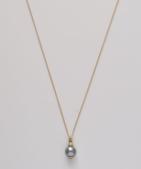 One of a kind / Spindle series longchain pendant in South sea pearl - Bluegray ＜K18YG＞