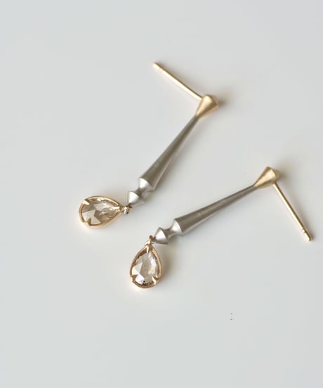 One of a kind / Rose cut diamond  earrings - ＜K18YG / Pt900＞SP398CPTYG