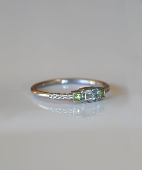One of kind / Aquamarine・Peridot Ring ＜Pt＞ - RA/TPT