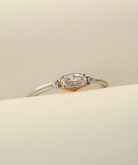 【 D / VS2 】One of kind / Natural Diamond Ring ＜Pt/K18YG＞ - R303PTYG