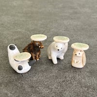 UMESHISO工房 お皿を持った動物たちのオブジェ（小）
