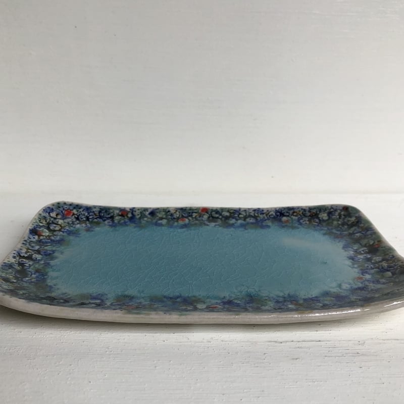 螢窯 エメラルド珊瑚紋長方形皿 | 山原工藝店