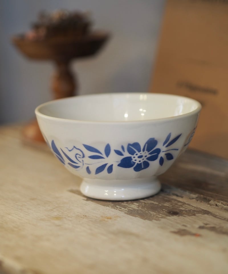フランスアンティーク ブルーフラワーカフェオレボウル | gris garden