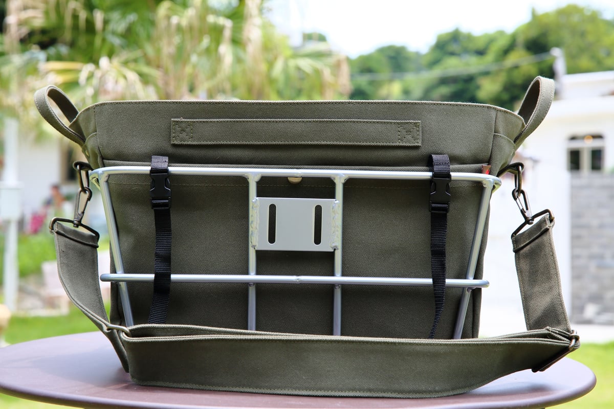 ワイドバッグ（カーキ）＋ アルミ樹脂製底板バスケット（シルバー