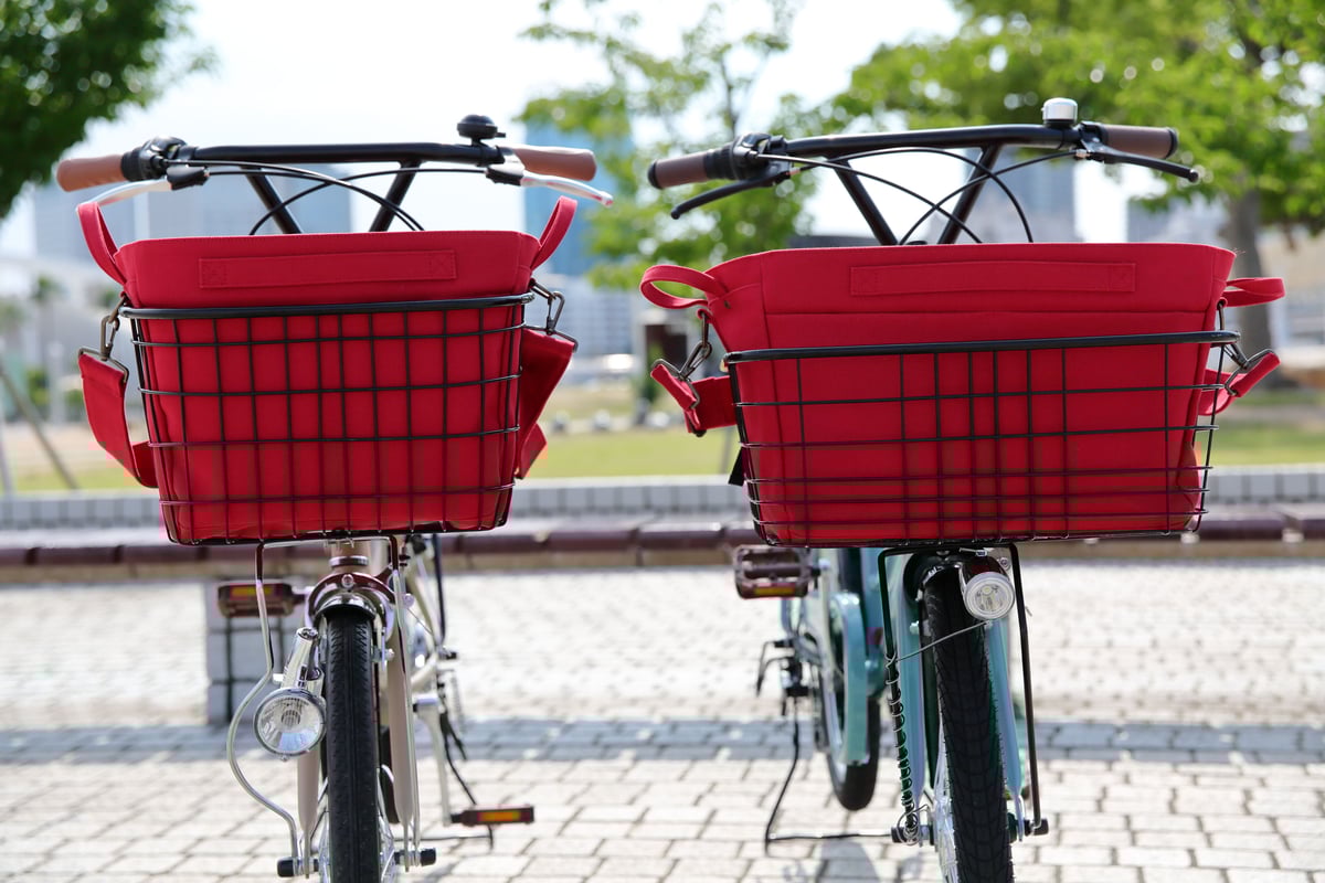 レギュラーバッグ (レッド ) ＋ 楕円パイプワイヤーバスケット