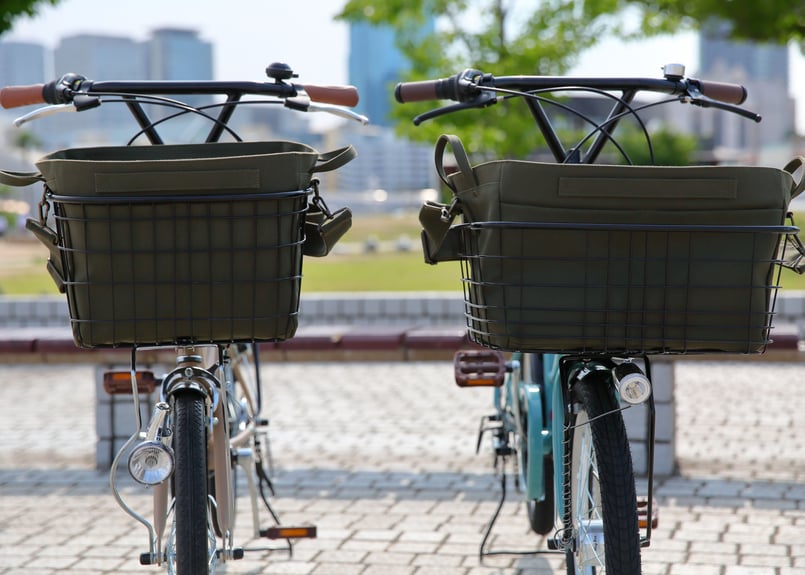 ワイドバッグ ( カーキ) ＋ 底メッシュパイプワイヤーバスケット