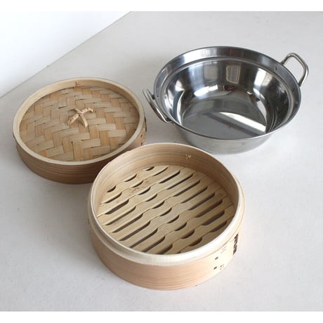 IH対応セイロ用鍋21cmと杉中華セイロ21cm