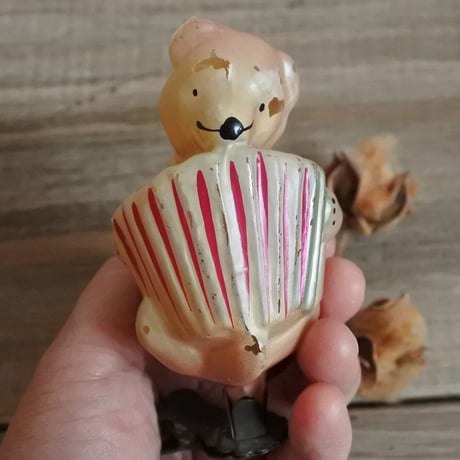 MM305 vintageウクライナ　アコーディオンベアオーナメント（クリップ）