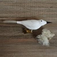 MM393 vintageチェコ白い鳥オーナメント（クリップ）