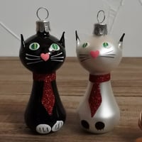 MM395/396 チェコ猫オーナメント（黒猫、白猫）