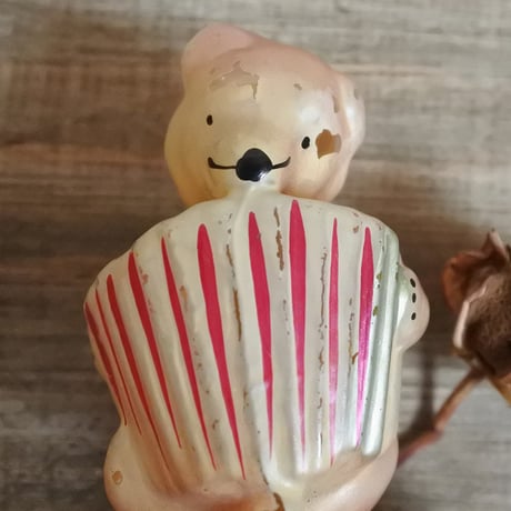 MM305 vintageウクライナ　アコーディオンベアオーナメント（クリップ）