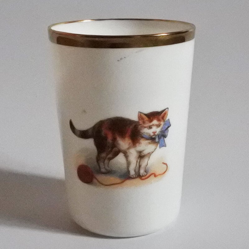 1950年代 ミルクガラス　猫モチーフプレート 1950年代 ミルクガラス猫モチーフプレート