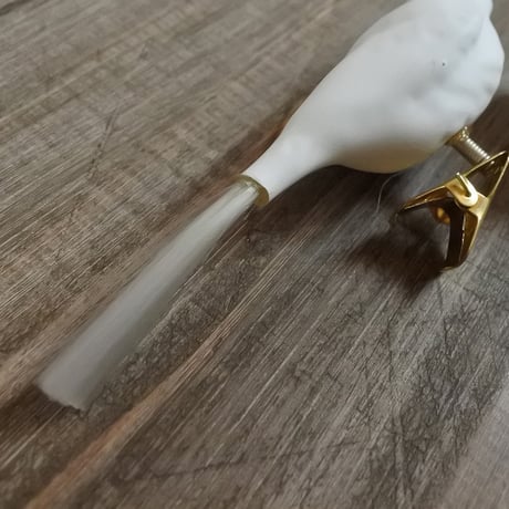 MM393 vintageチェコ白い鳥オーナメント（クリップ）