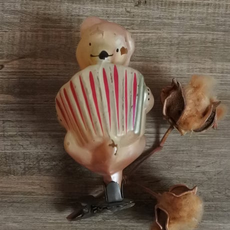 MM305 vintageウクライナ　アコーディオンベアオーナメント（クリップ）