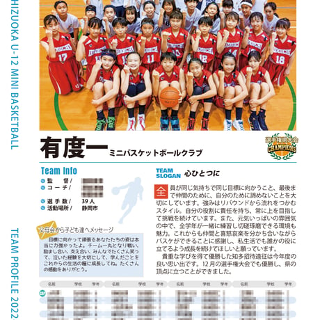 2022-23 静岡U-12ミニバス選手名鑑
