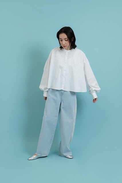 【美品！】シアントーキョー ストライプシャツ ブラウス エメラルドグリーン 美品！】シアントーキョー ストライプシャツ ブラウス