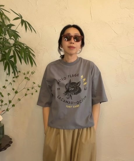 Le Vent Soufflé オーガニックコットン半袖ボックスプリントT　METERO PLAGE(26S-P21B)